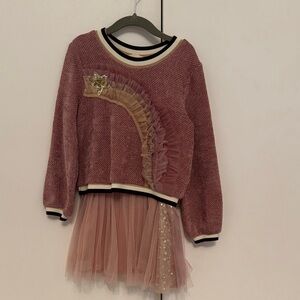 Truly Me size 6 Pink and Gold Tulle Dress with Star Detail - barely worn